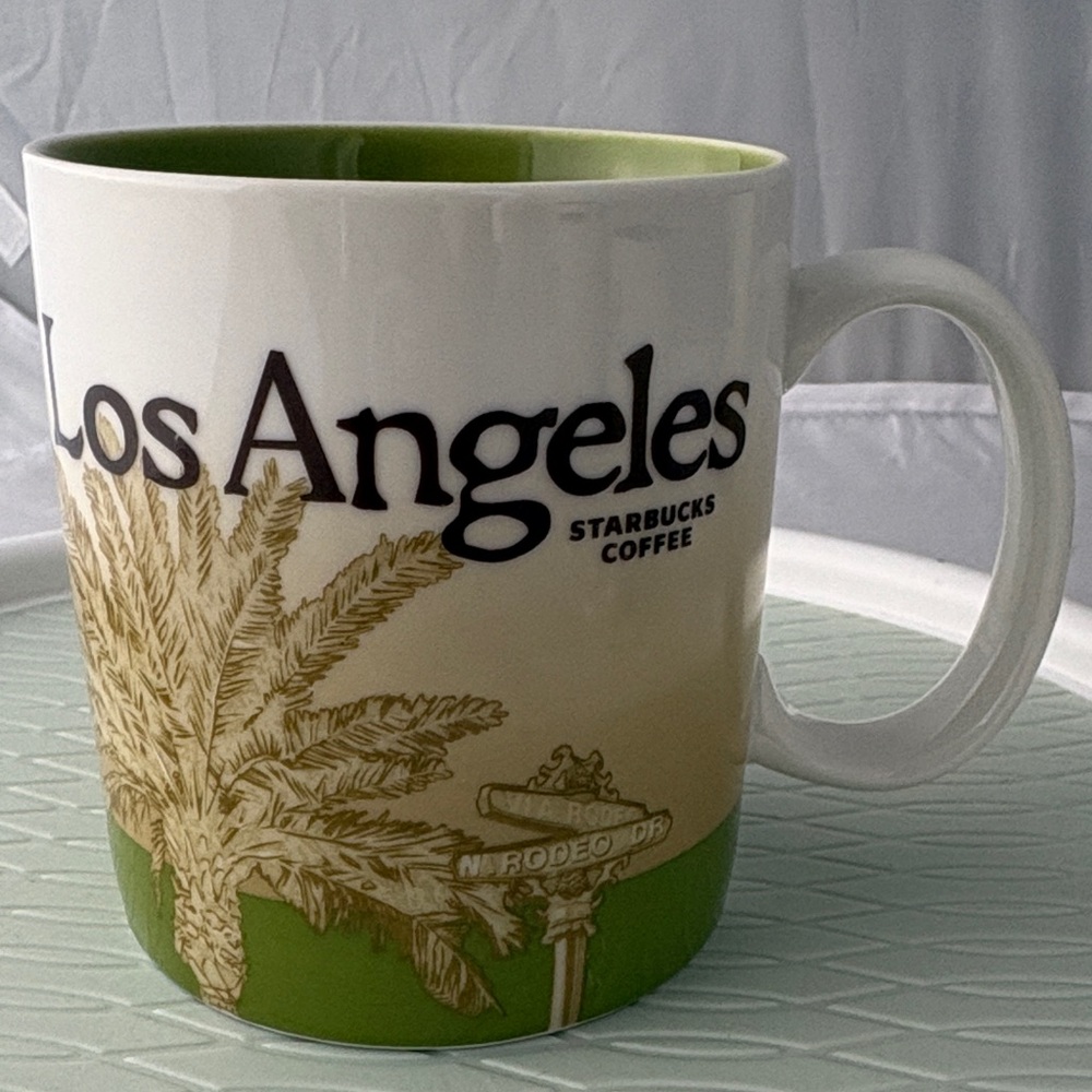 New Starbucks Los Angeles Mug - Green and Cream Collector Series 16 fl oz Cali